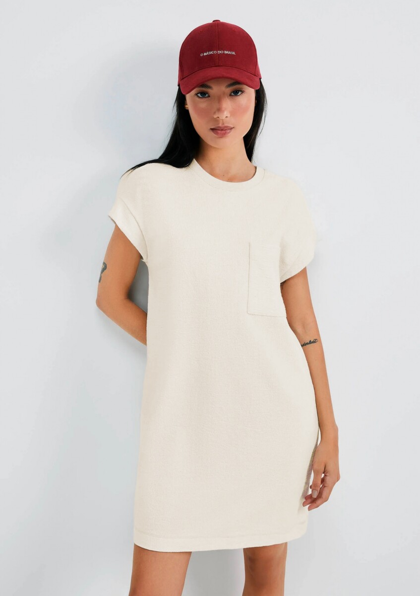 VESTIDO BÁSICO CON TEXTURA - BEIGE 