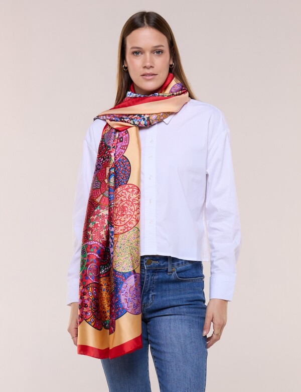 Pashmina De Satén Con Estampado CORAL/MULTI