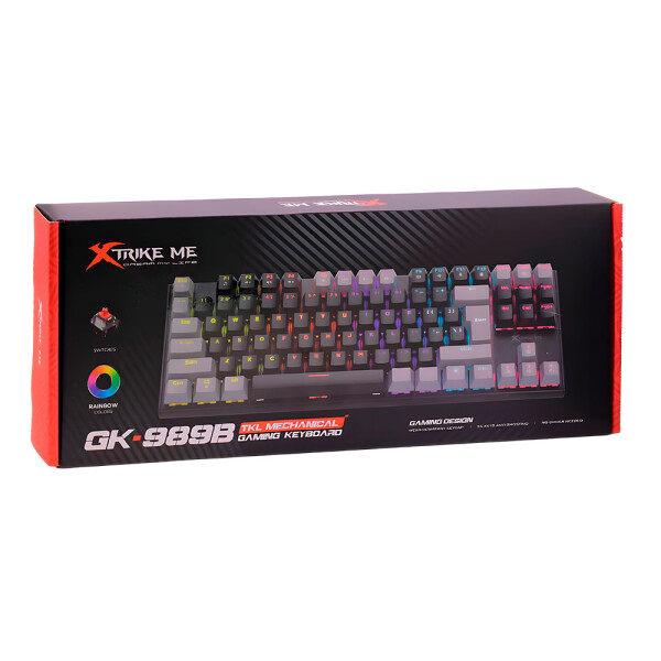 Teclado Gamer Mecánico RGB Xtrike Me GK-989B Anti-ghosting Color Negro