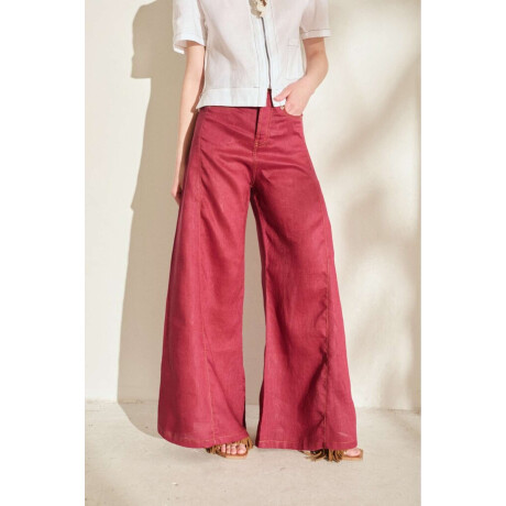 Pantalon Wide Xl Linen Ss26 Bordo
