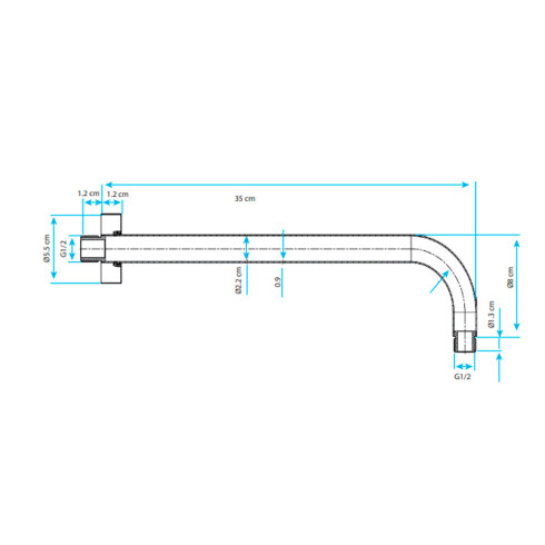 Brazo De Ducha Cromo 0.40X0.09X0.03 Aqualia 000