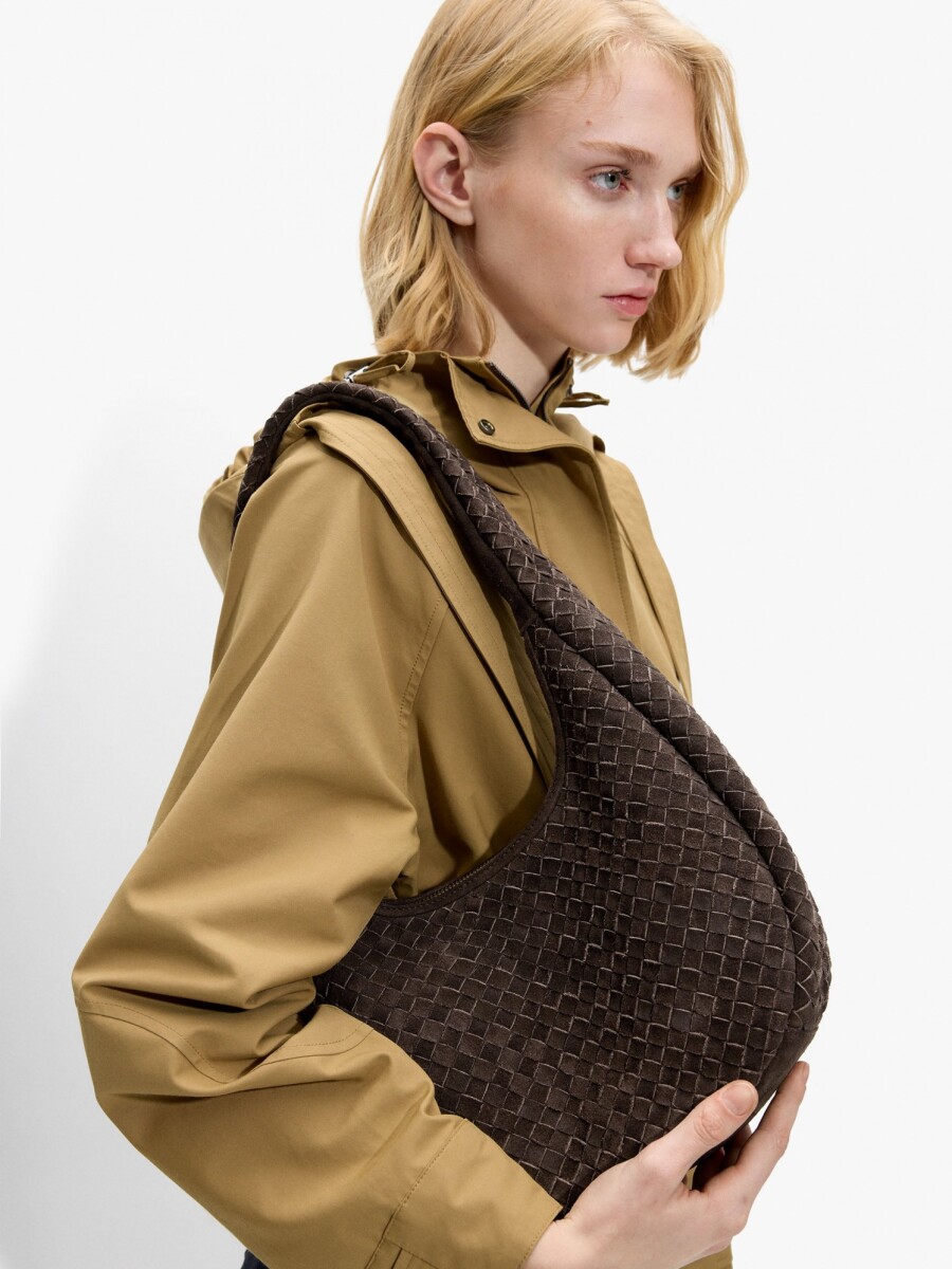 Bolso De Hombro Con Piel Trenzada marron