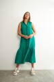 Maxi vestido de lino verde