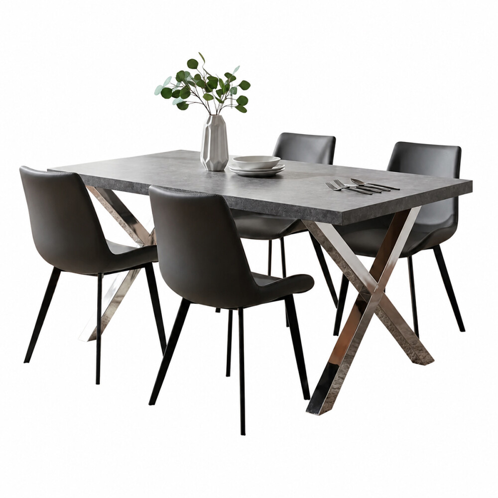 Juego De Comedor 4 Sillas Ecocuero Mesa Patas Metalicas Juego De Comedor 4 Sillas Ecocuero Mesa Patas Metalicas