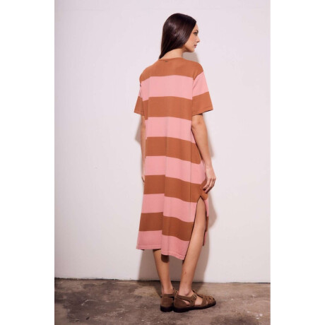 Vestido Tejido Rayado Rosa