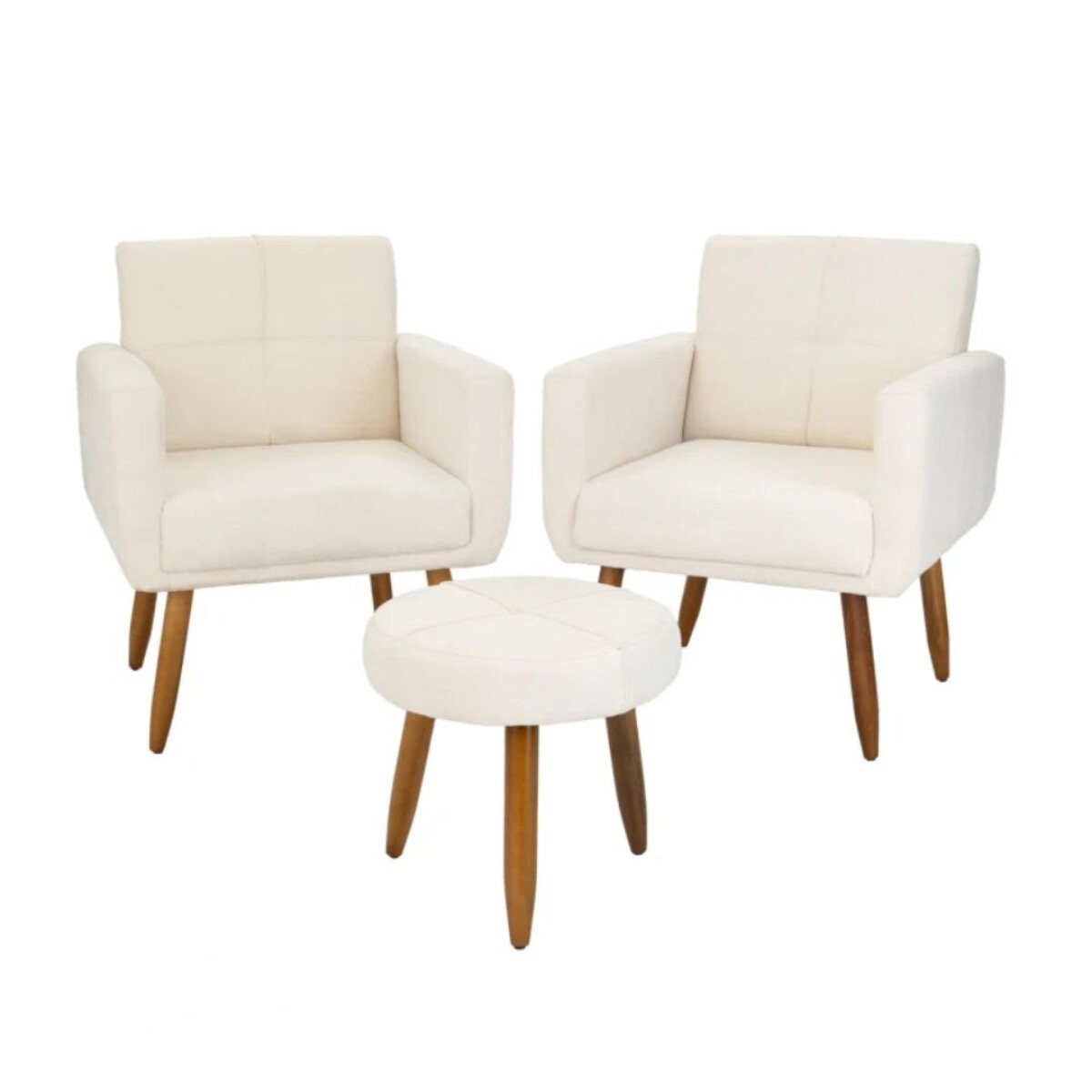 Kit 2 Poltrona Havana + Puff Blanca 