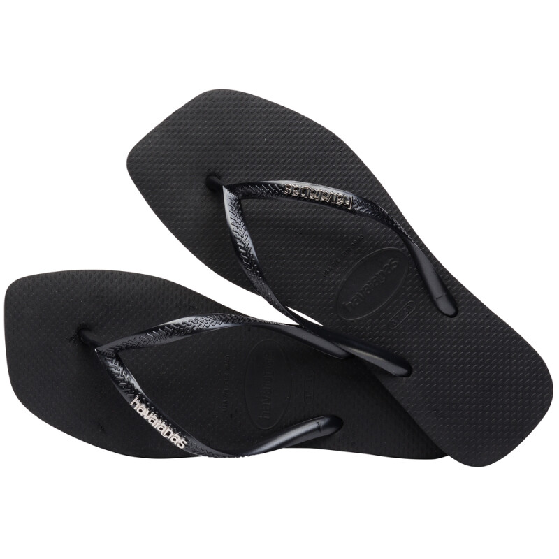 Sandalias Havaianas Sl Sq Logo Met FC Mujer Negro/plata