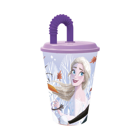 Vaso Plástico con Pajita Retráctil Frozen 430 ml U