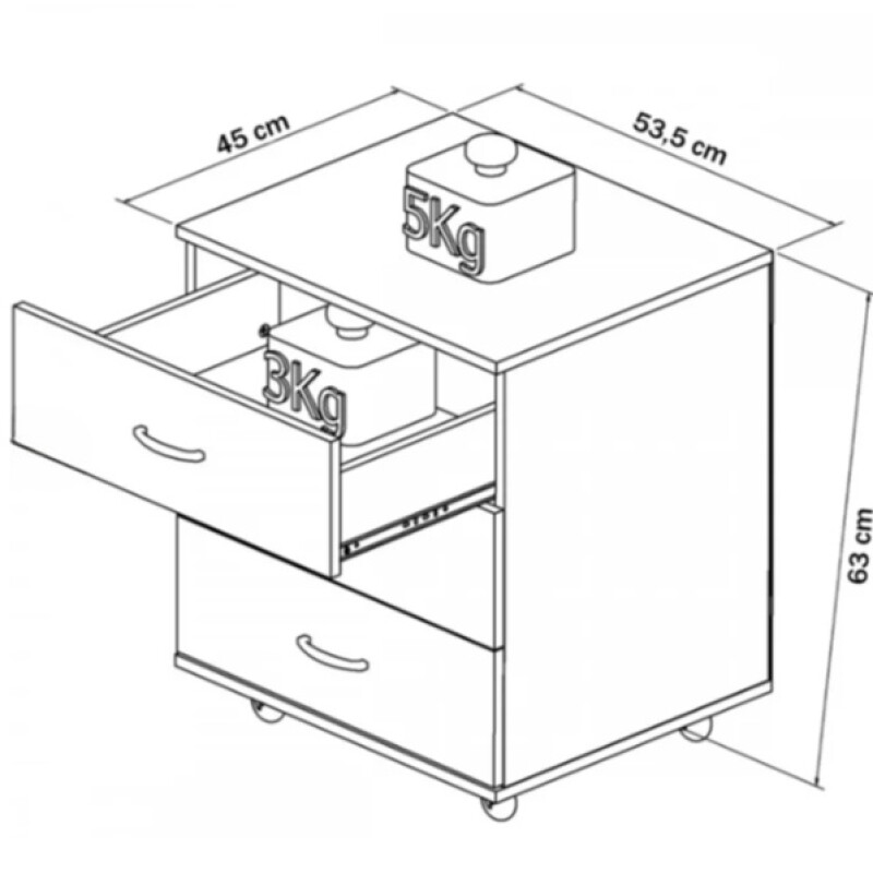 Cajonera Cómoda Nórdico C/ruedas Blanco