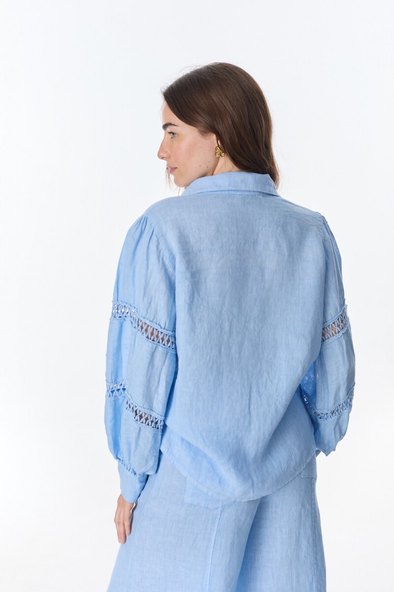 Camisa Hibisco Celeste