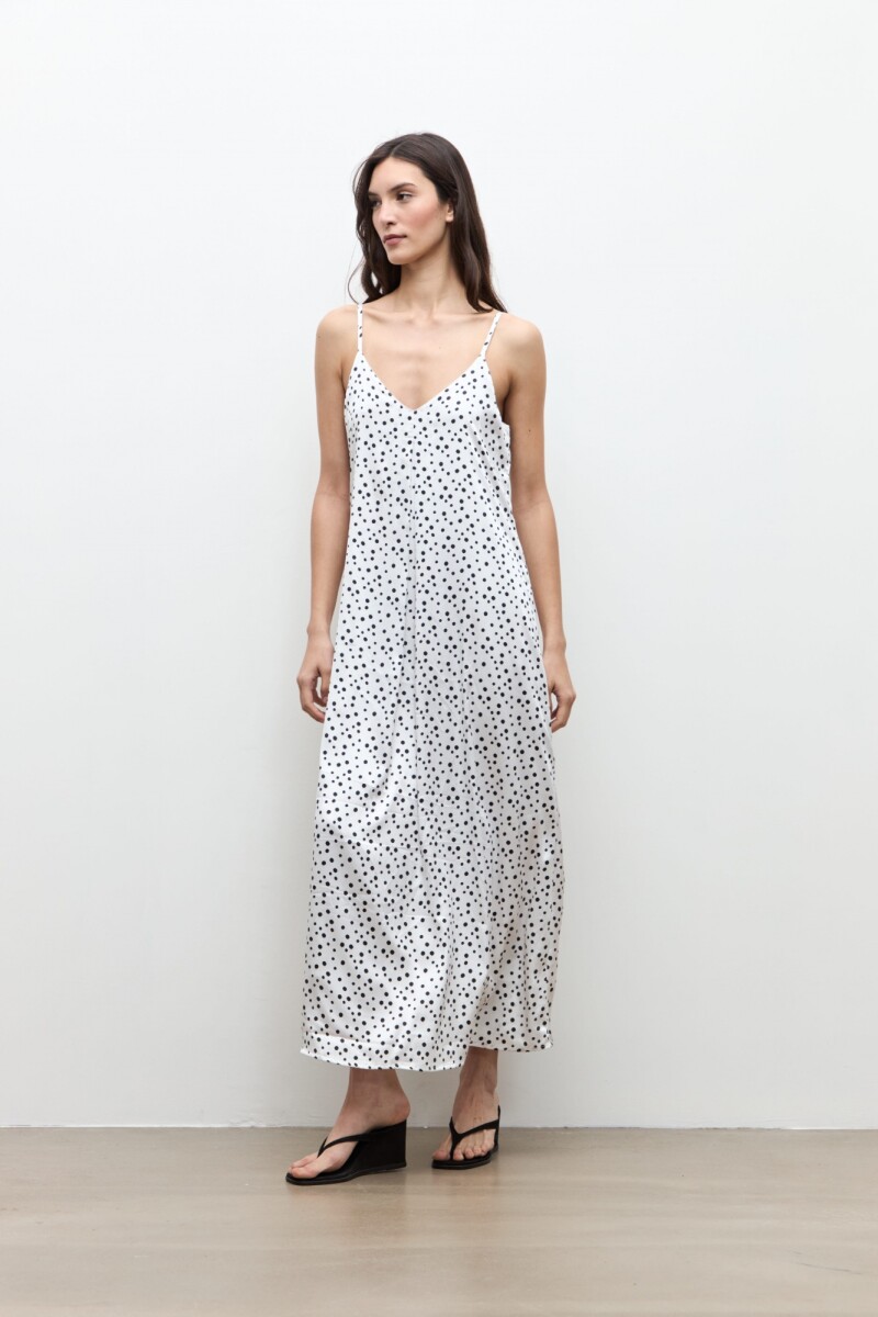 Vestido estampa lunares crudo
