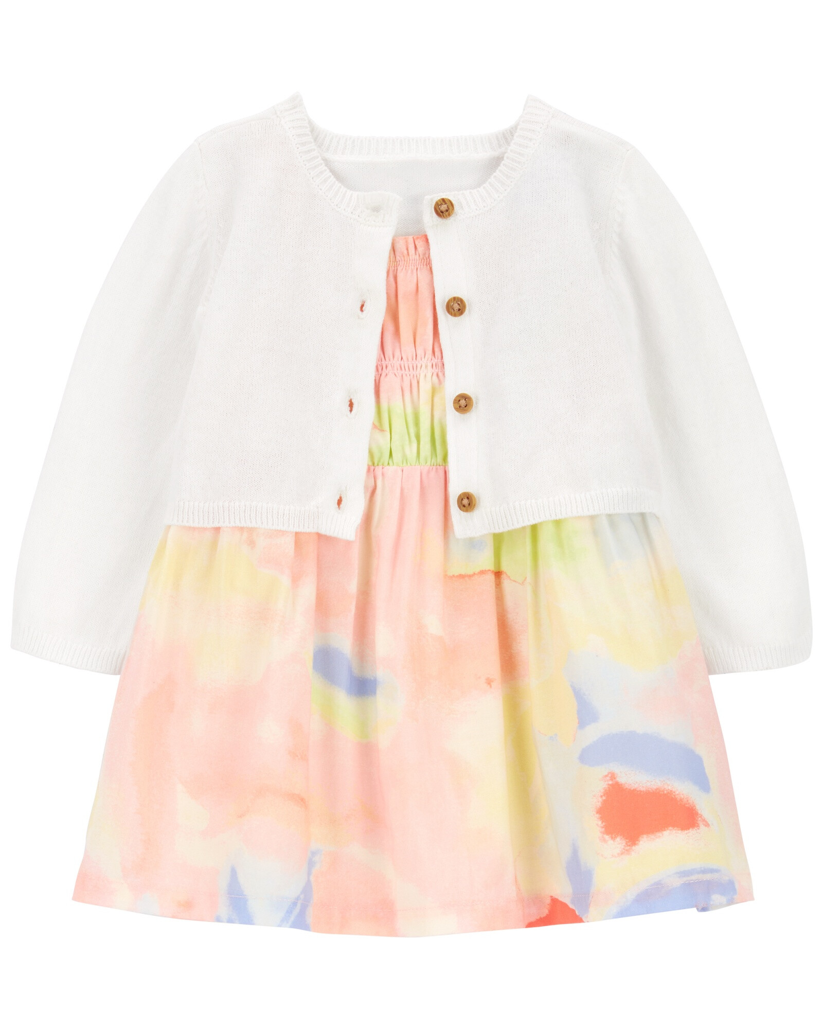 Set dos piezas de algodón, vestido y saco Set dos piezas de algodón, vestido y saco