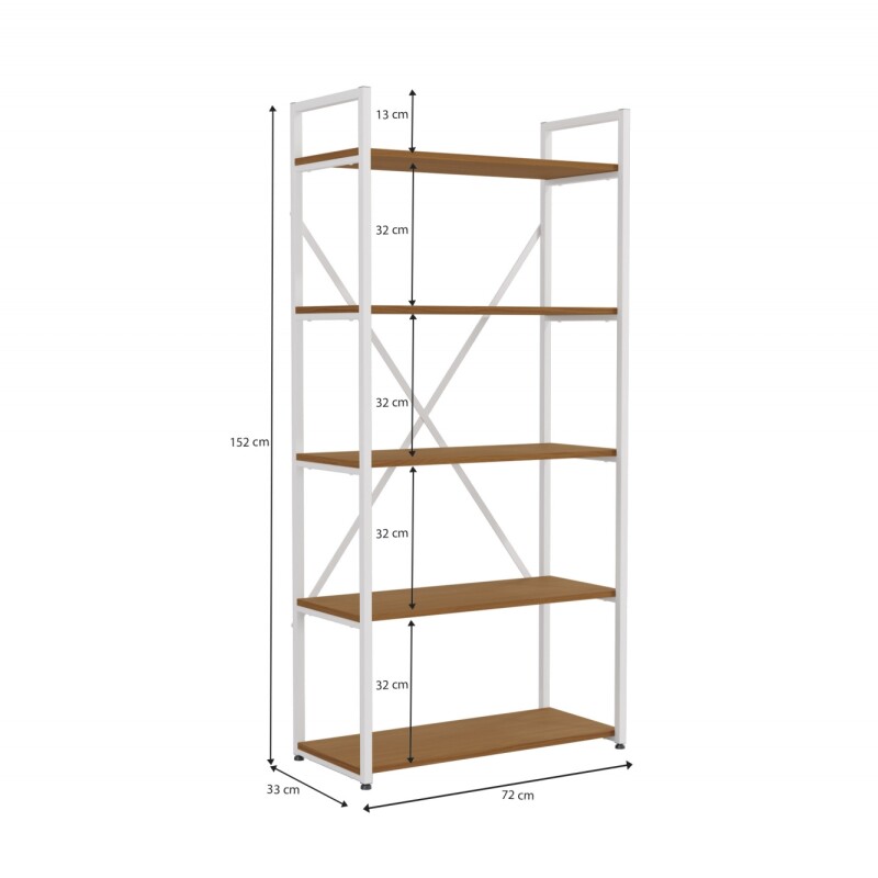 Estanteria tipo industrial Alta 5 estantes canela y Blanco Estanteria tipo industrial Alta 5 estantes canela y Blanco