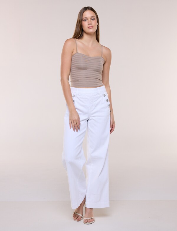 Jean Wide Leg Con Detalle Botones BLANCO