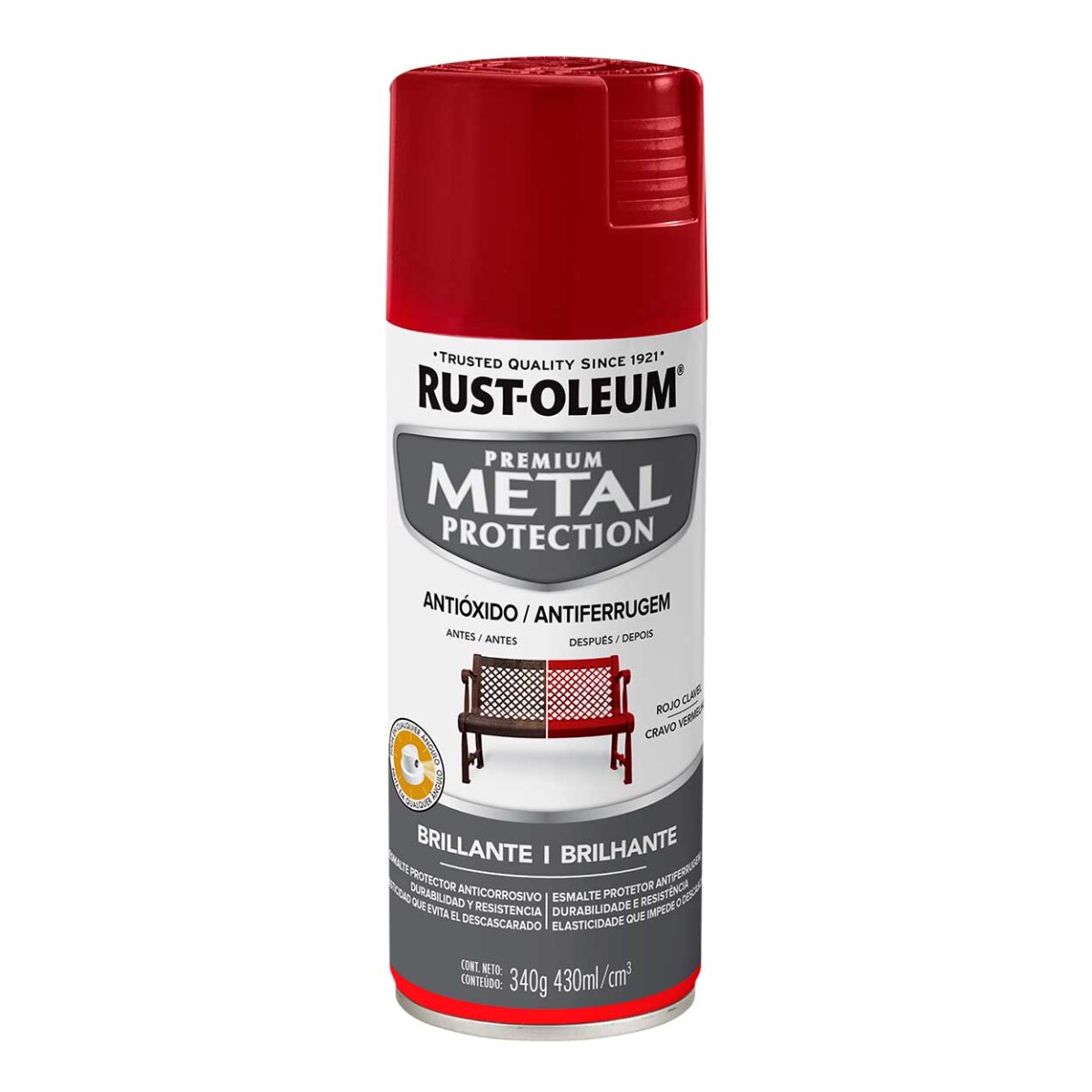 Esmalte Aerosol Metal Protection - Rojo Clavel 340Gr Rust Oleum 