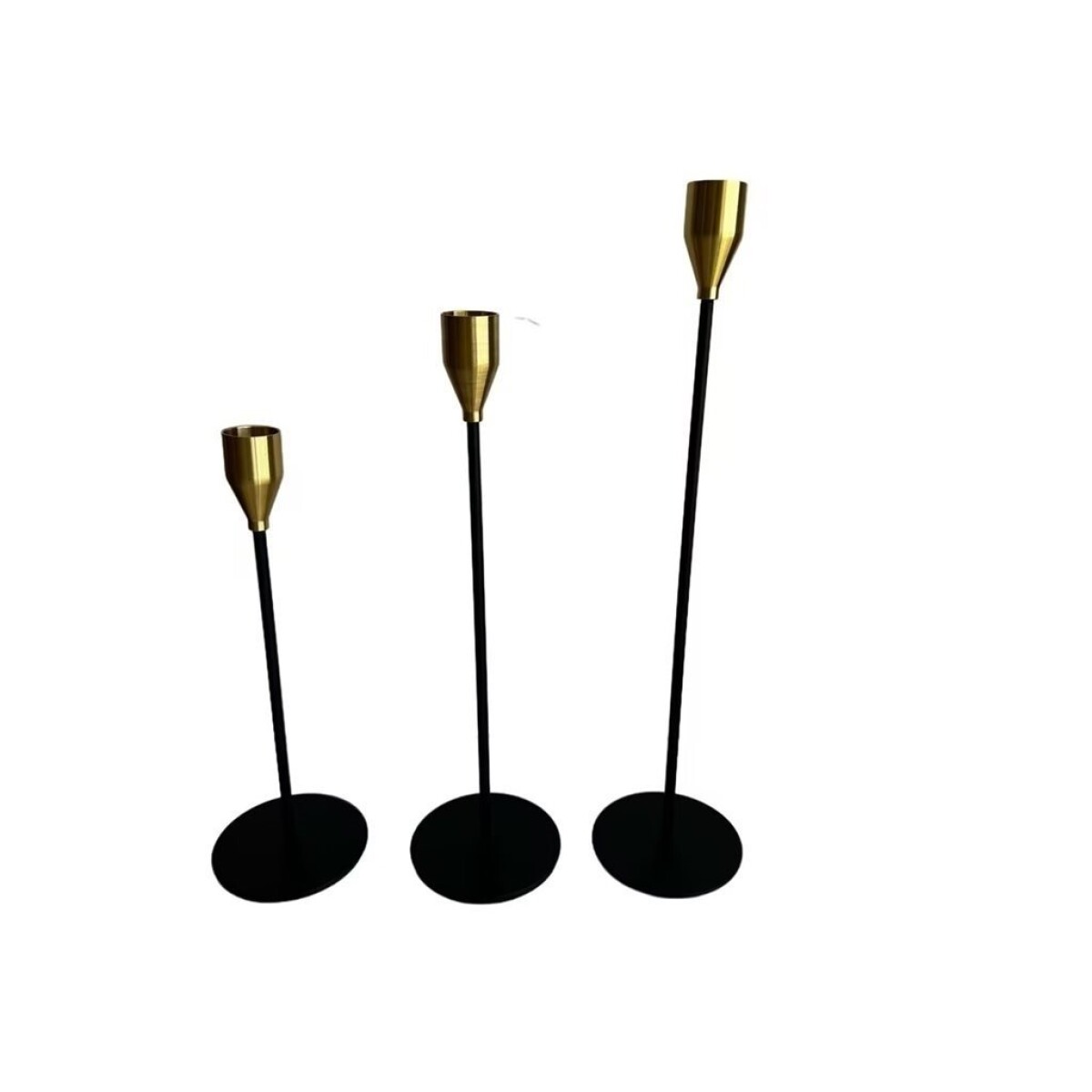 SET 3 CANDELABRO 8x23/28/33CM CON PUNTA DORADA 
