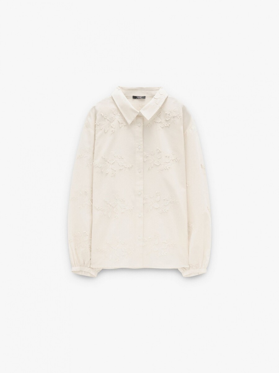 Camisa Con Bordados 100% Algodón crudo