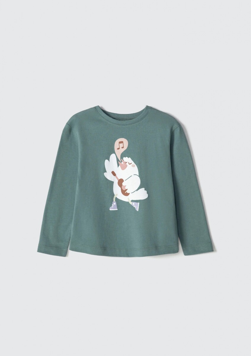 BLUSA INFANTIL CON ESTAMPA - VERDE 