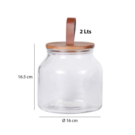 Set X3 Frascos Recipientes en Vidrio con Tapa Madera y Cuero Transparente