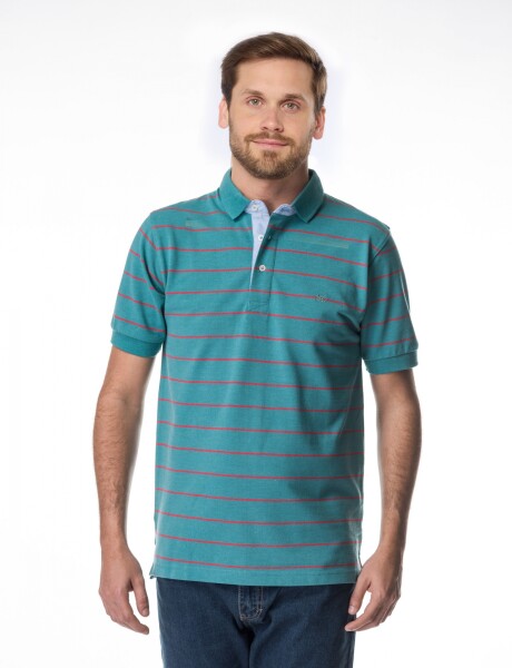 Polo pique rayada Verde