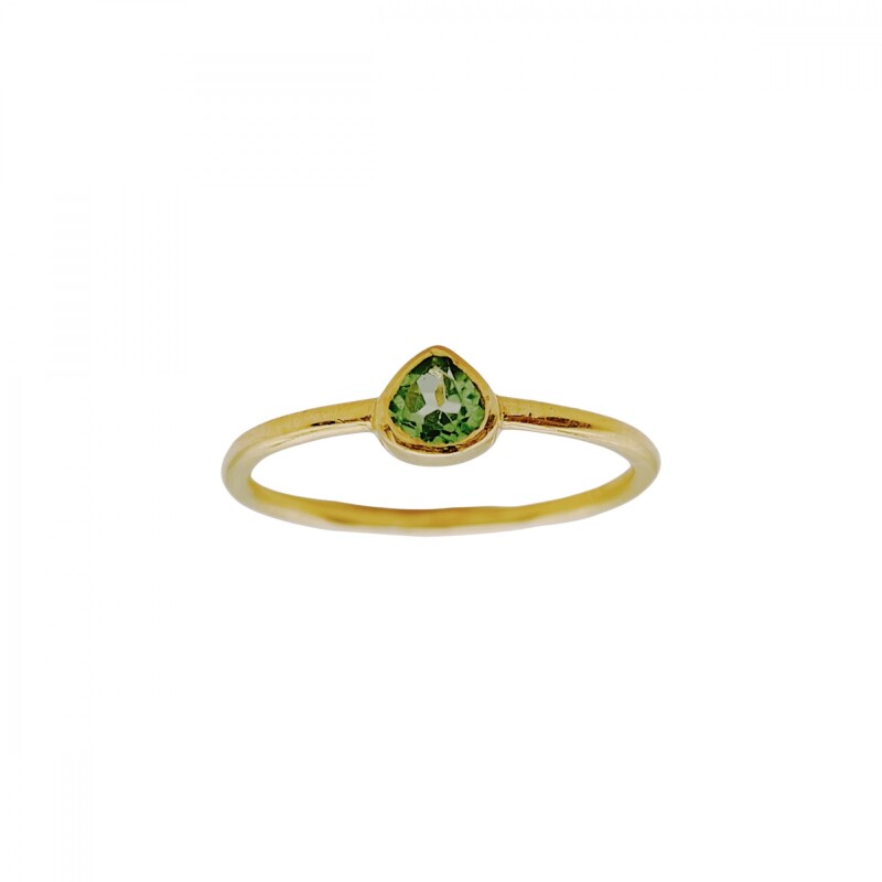 Anillo Lagrima- Plata rodinada con micra oro 18k- Piedra Peridoto-AN2005 conpiedra
