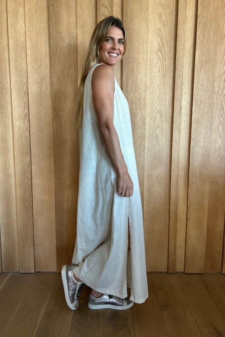 Vestido Formentera Lino beige melange