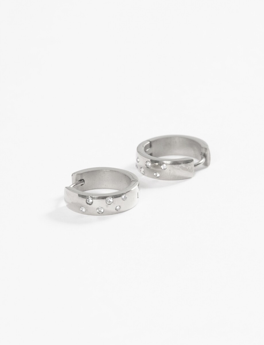 Aros detalle strass - plateado 