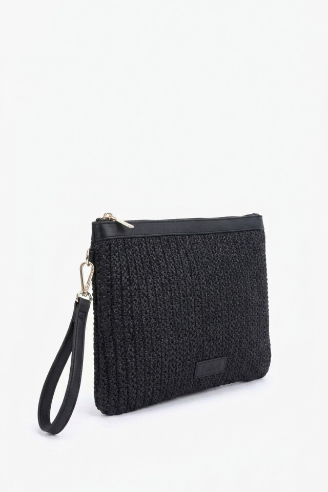 Clutch rafia negro