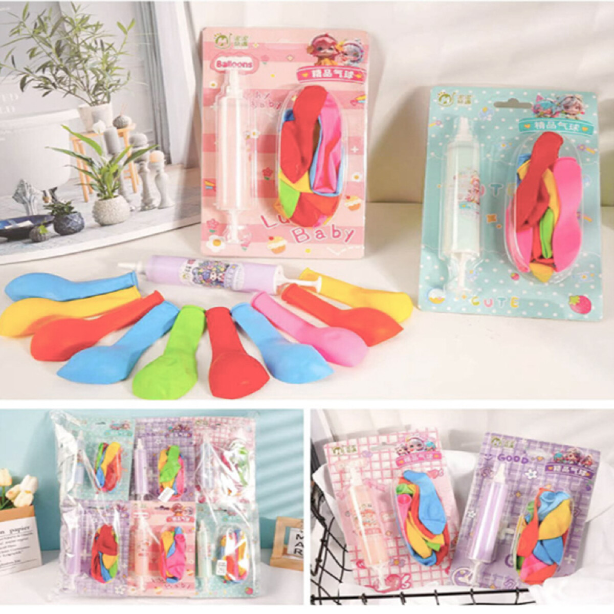 Globos de colores con inflador - Globos De Colores Con Inflador 
