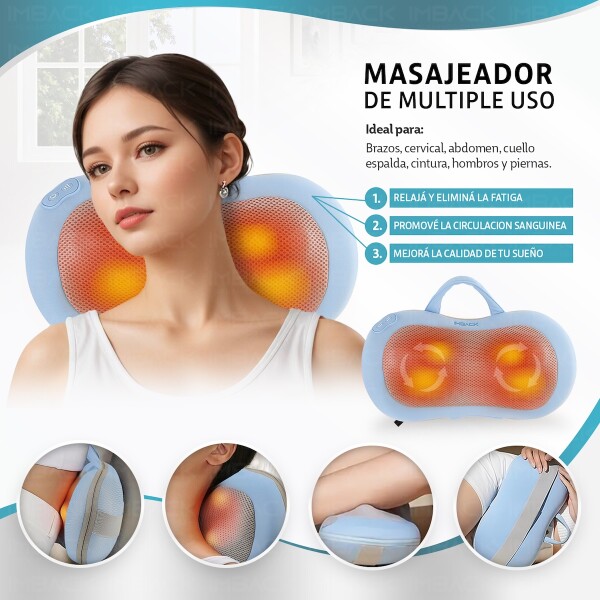 Masajeador Almohada Celeste Multifuncion Cervical Espalda Hombros Grande Masajeador Almohada Celeste Multifuncion Cervical Espalda Hombros Grande