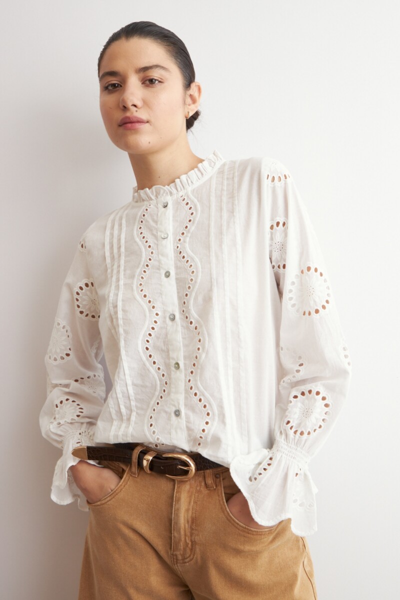 Camisa romántica blanco