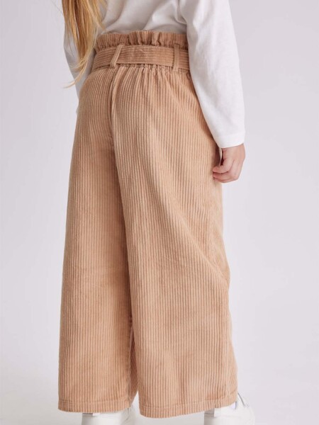 Pantalón ancho con lazo pana Taupe