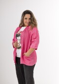 Kimono abierto 100% lino Made in Italy rosado