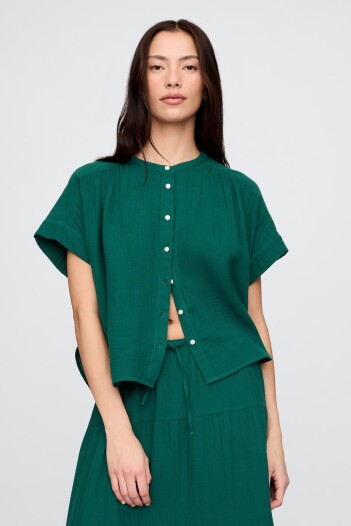 Camisa Muselina Manga Corta Mujer Rain Forest 19-5232 Tc