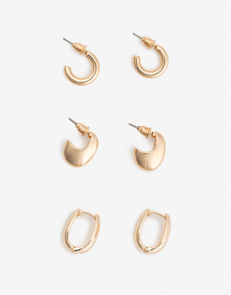 Aros Argollas Set Metal Set De Argollas Metal Bold - Dorado