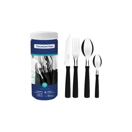 SET DE CUBIERTOS TRAMONTINA NEW KOLOR 24 PIEZAS NEGRO