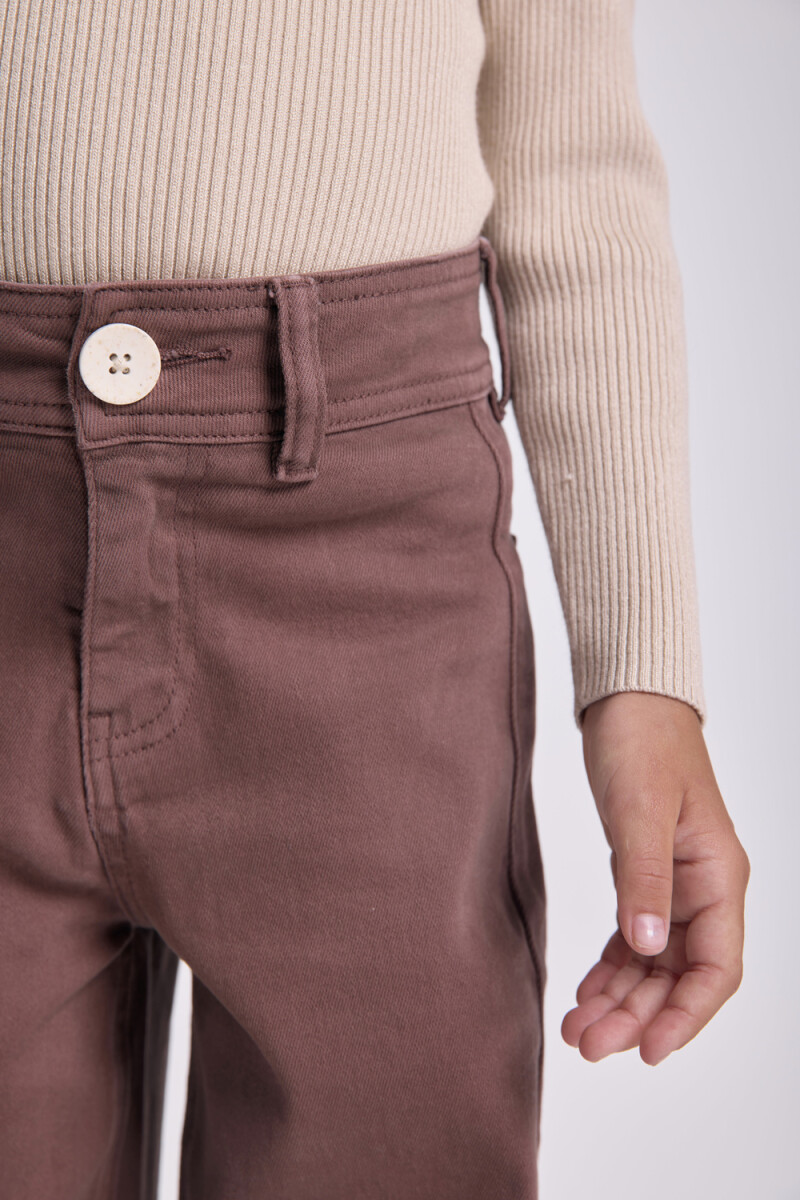 Pantalón jean ancho Marrón