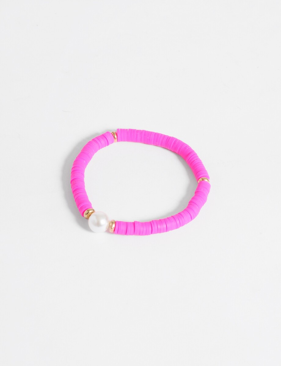 Pulsera piedras y perla - fucsia 