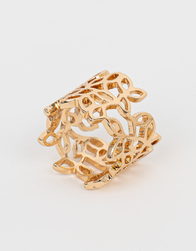 Anillos Medianos y Grandes Con flores Anillo Calado - Dorado