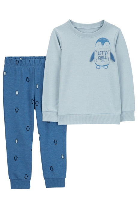 Set dos piezas de algodón, pantalón y buzo, diseño pingüinos Sin color