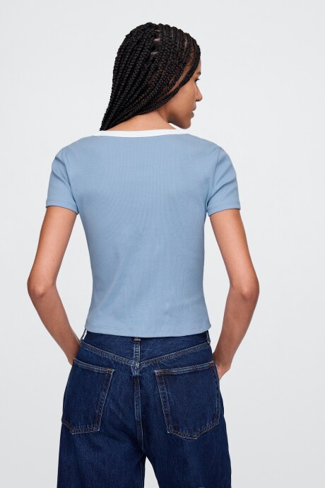 Remera Mini Logo Gap Mujer Blue Suede