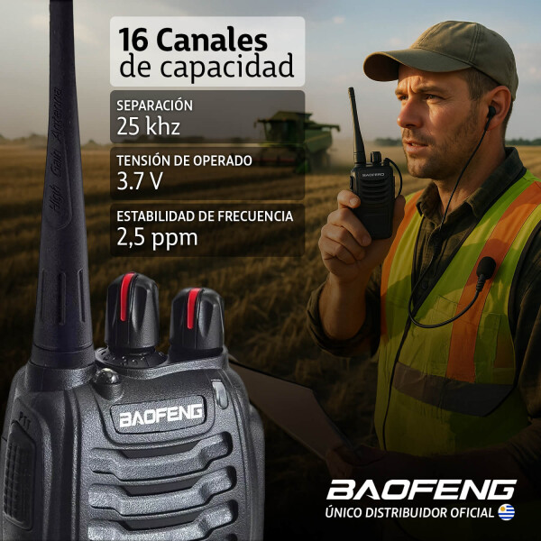 Kit X 2 Handy Baofeng Radio Walkie Talkie Bf888s 16ch Uhf + Auricular Manos Libres Bandas De Frecuencia 16 Color Negro Kit X 2 Handy Baofeng Radio Walkie Talkie Bf888s 16ch Uhf + Auricular Manos Libres Bandas De Frecuencia 16 Color Negro