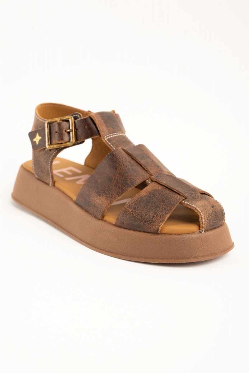 Sandalia Cangrejera Con Plataforma Chocolate