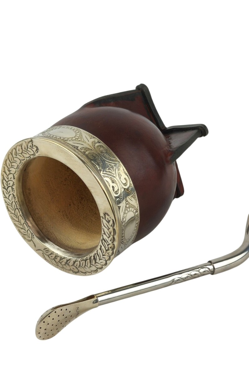 Mate imperial de calabaza y alpaca Marrón cincelado