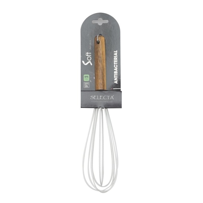 Batidor Manual Silicona 25Cm Mango Acacia Blanco BATIDOR MANUAL SILICONA 25CM MANGO ACACIA BLANCO