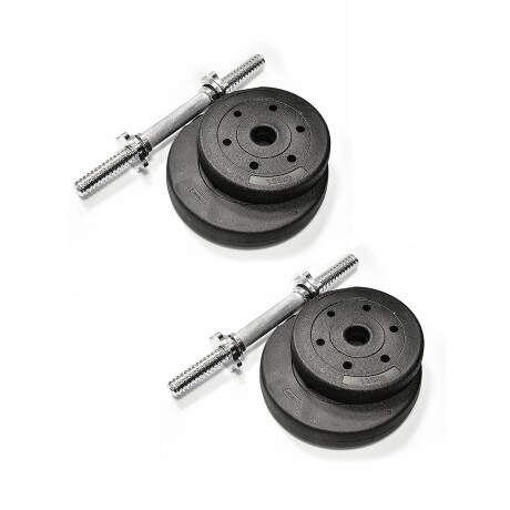 Kit 2 mancuernas cromadas + 30 kgs de Pesas 2x10Kg 2x5Kg