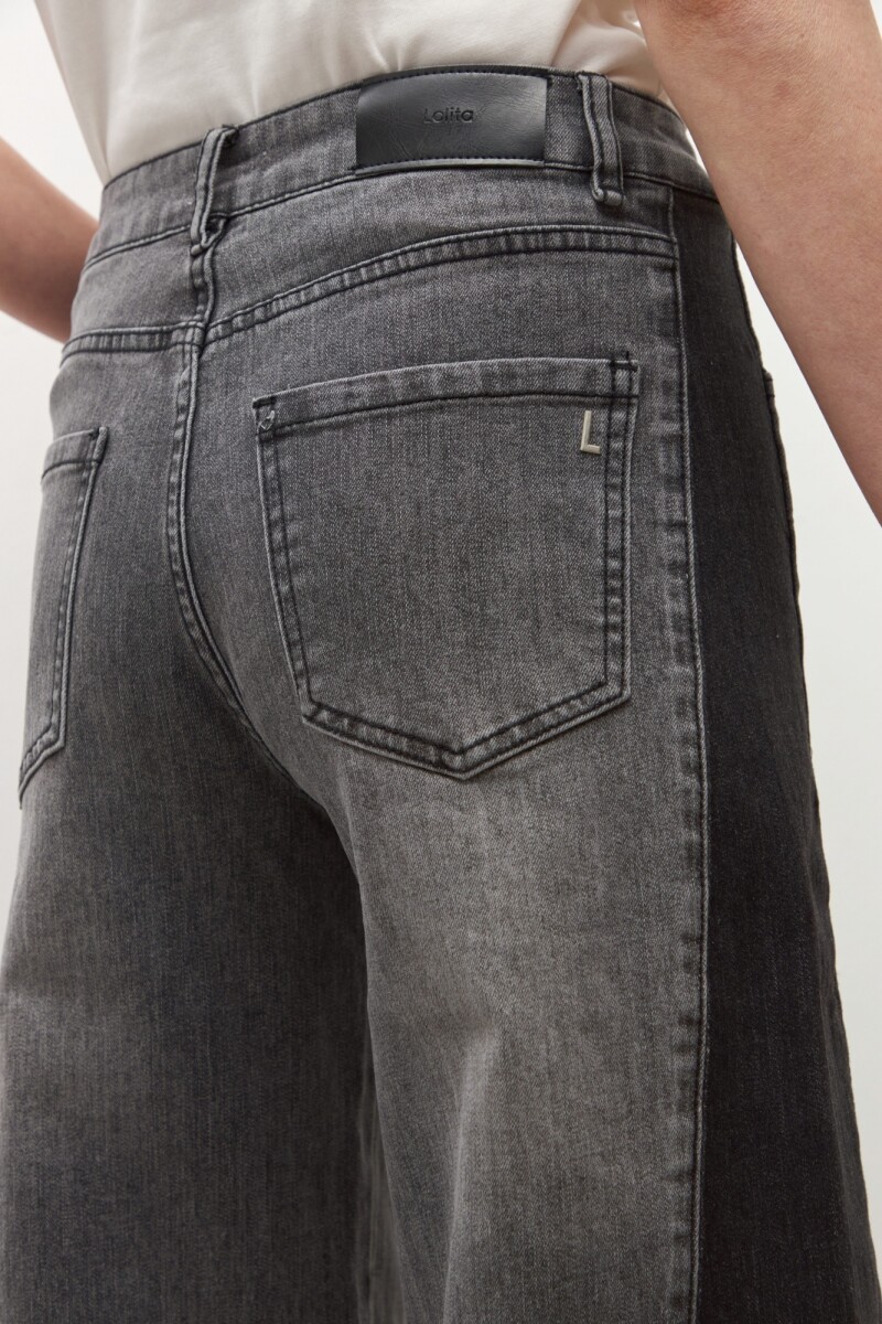 Jean wide leg Ada bicolor gris oscuro
