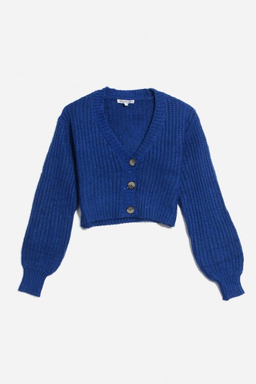 Cardigan con manga balloon AZUL