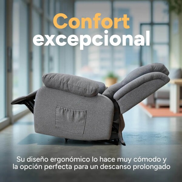 Sofá Sillón Poltrona Reclinable Masajeador Electrico Gris tela