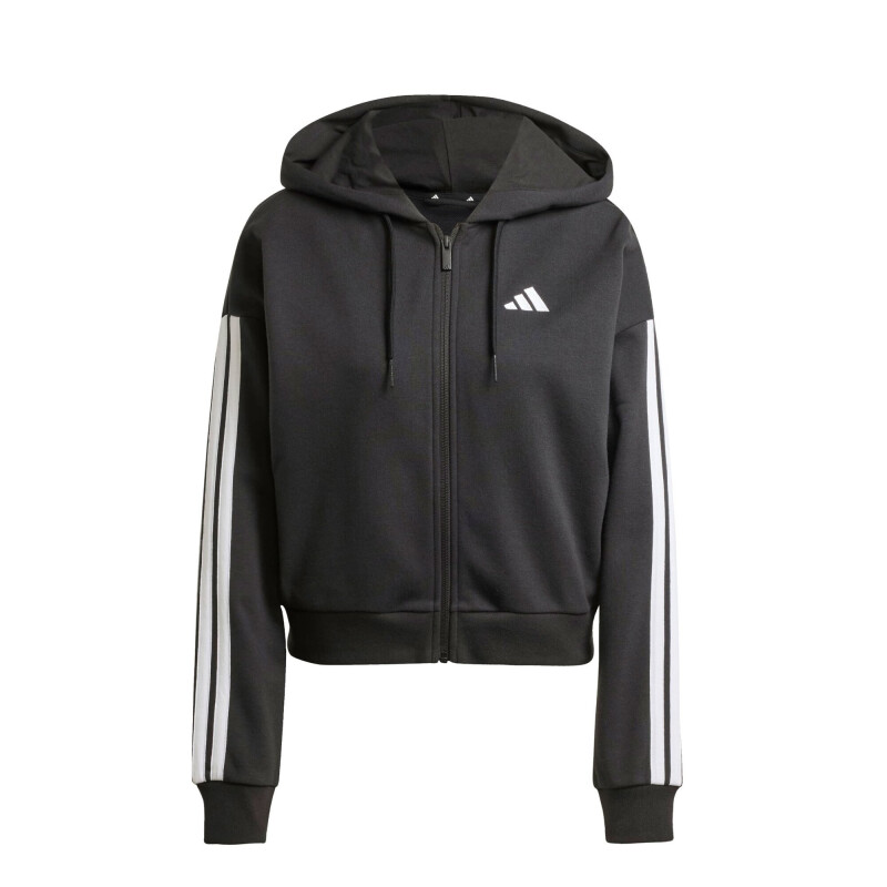Campera de Mujer Adidas Essentials French Terry 3 Tiras Negro - Blanco